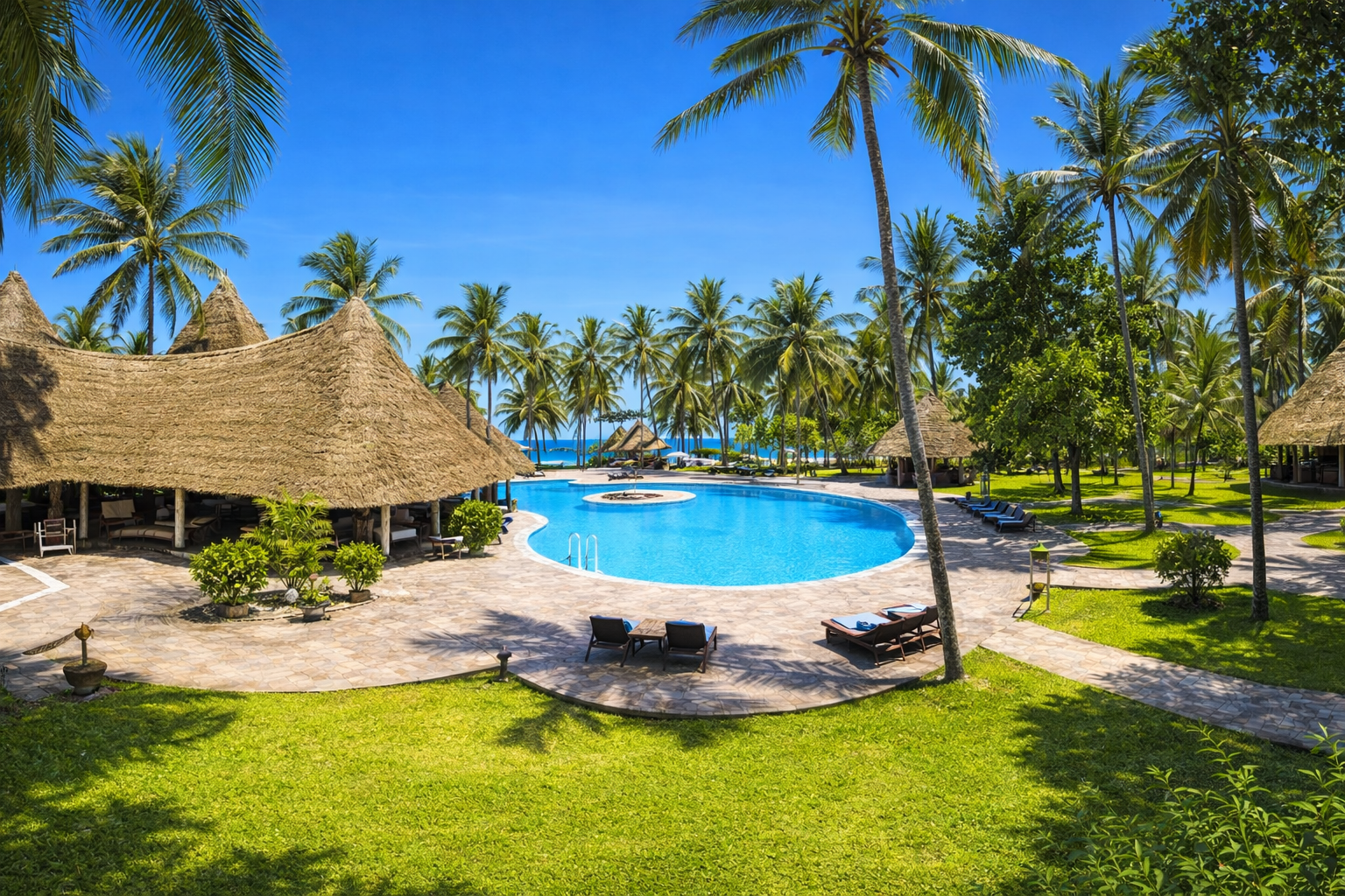 Pool and palm gardens at Diamonds Malindi on Kenya's coast