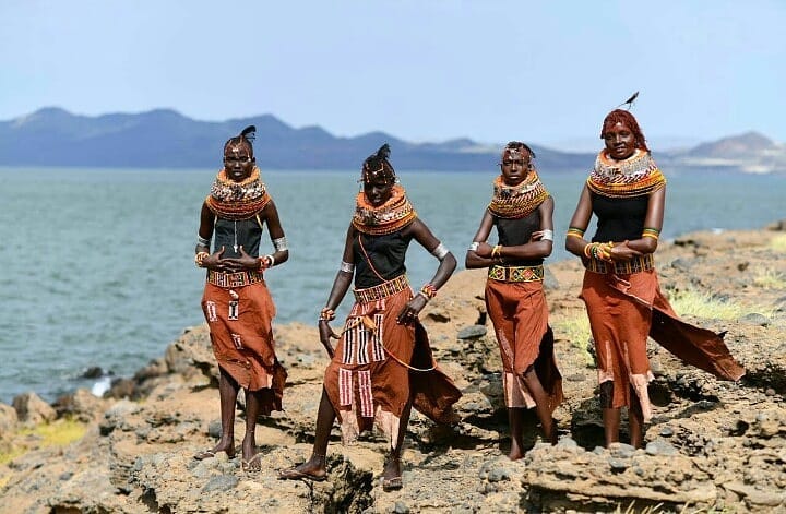Turkana women by the shores of lake turkana Kenya