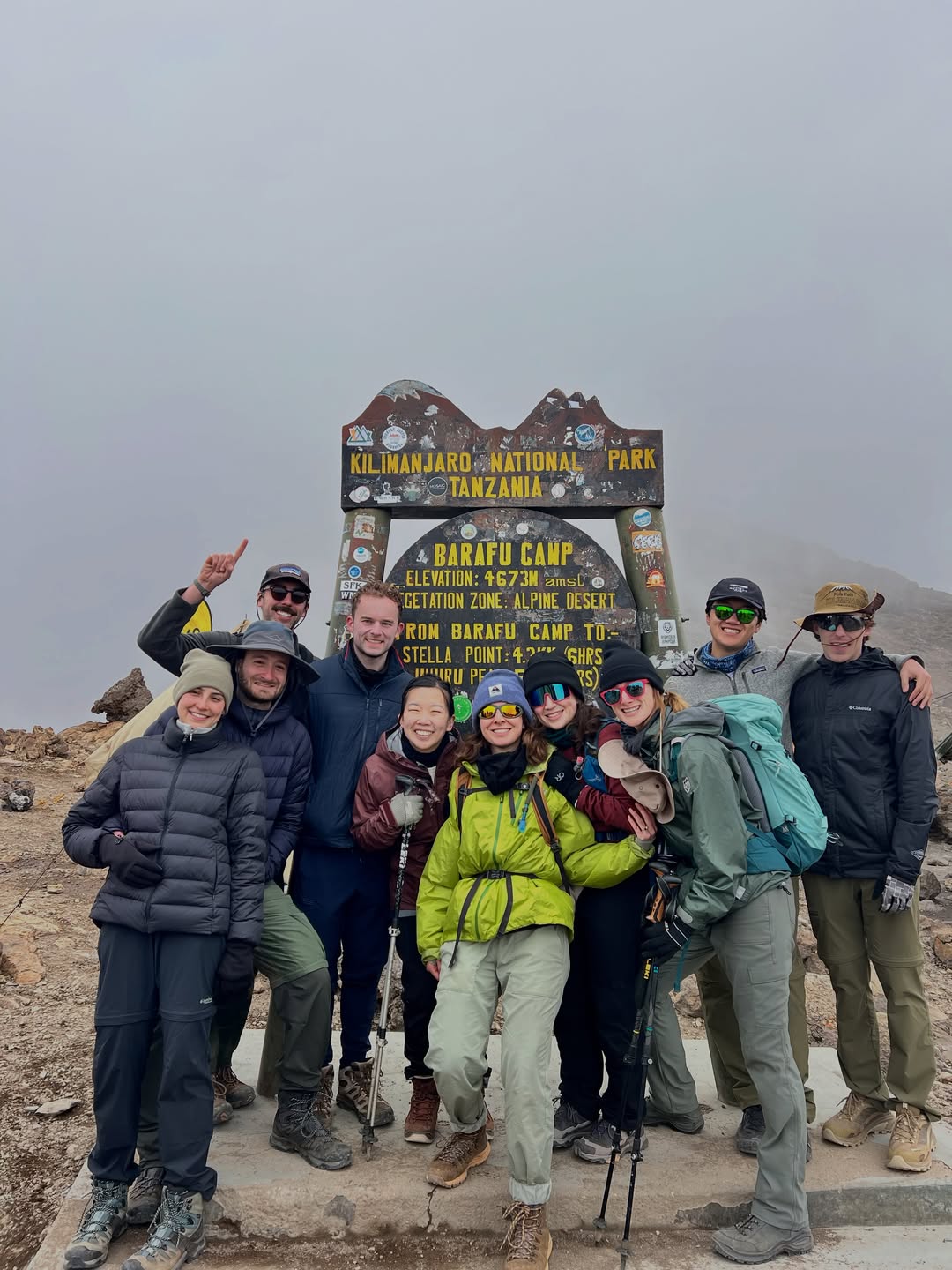WAE climbers gathered at Barafu Camp on Mount Kilimanjaro