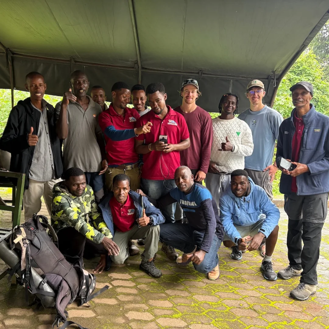 WAE Kilimanjaro guests with the local mountain team after their climb
