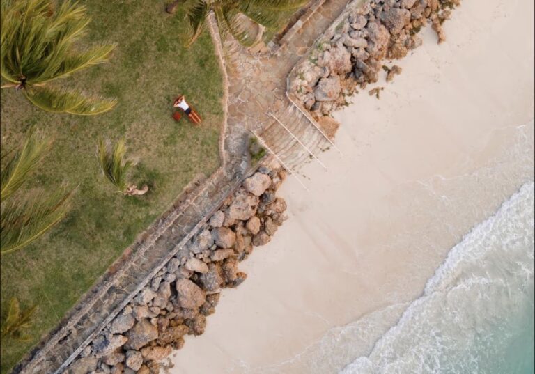 Aerial view of Severin Sea Lodge’s palm gardens and Bamburi beachfront
