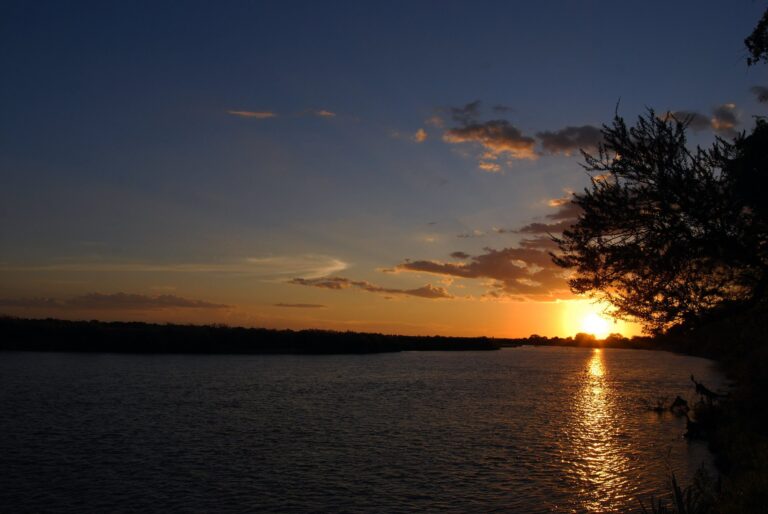 Sunset over the Rufiji River in the protected landscape now forming northern Nyerere National Park